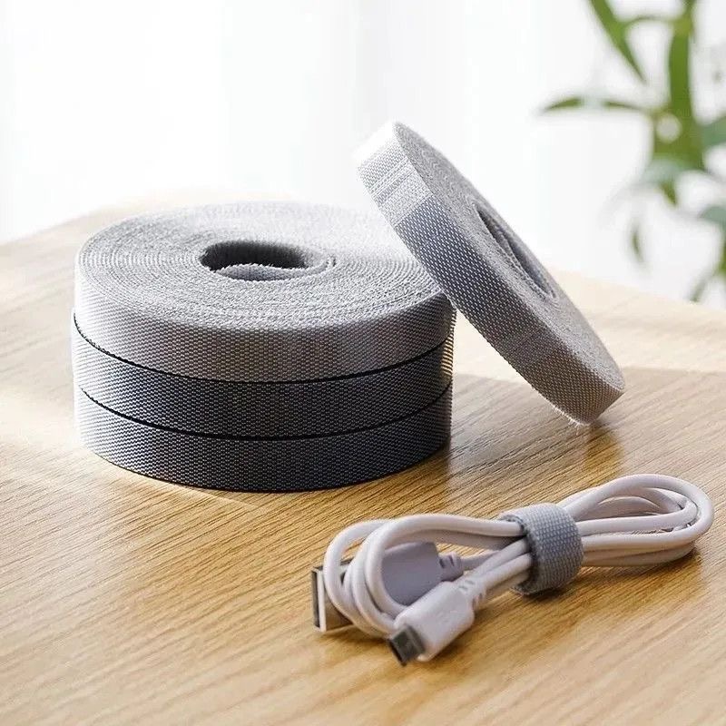 Desk Setup Cable Management - Hook and Loop Fastener Cable Organizer
