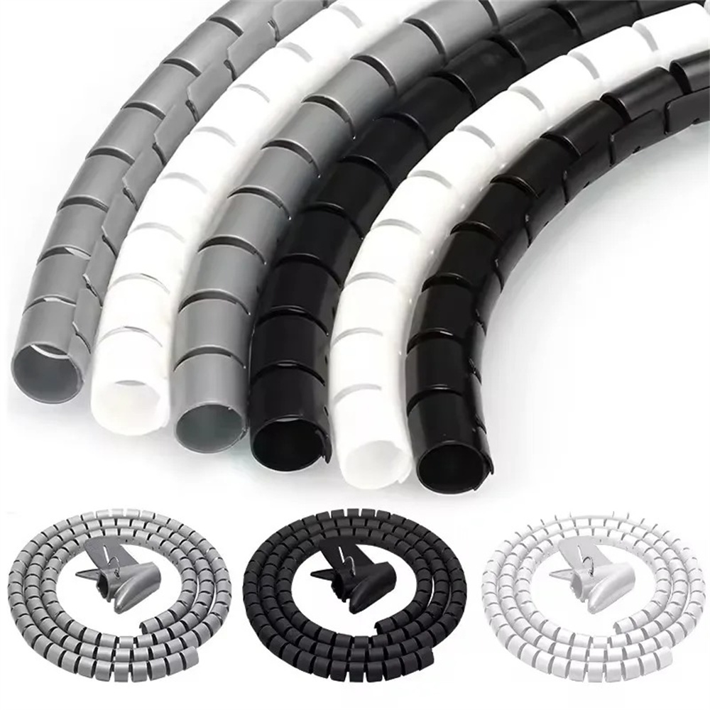 Desk Setup Cable Management - 2M Flexible Spiral Cable Organizer Clips