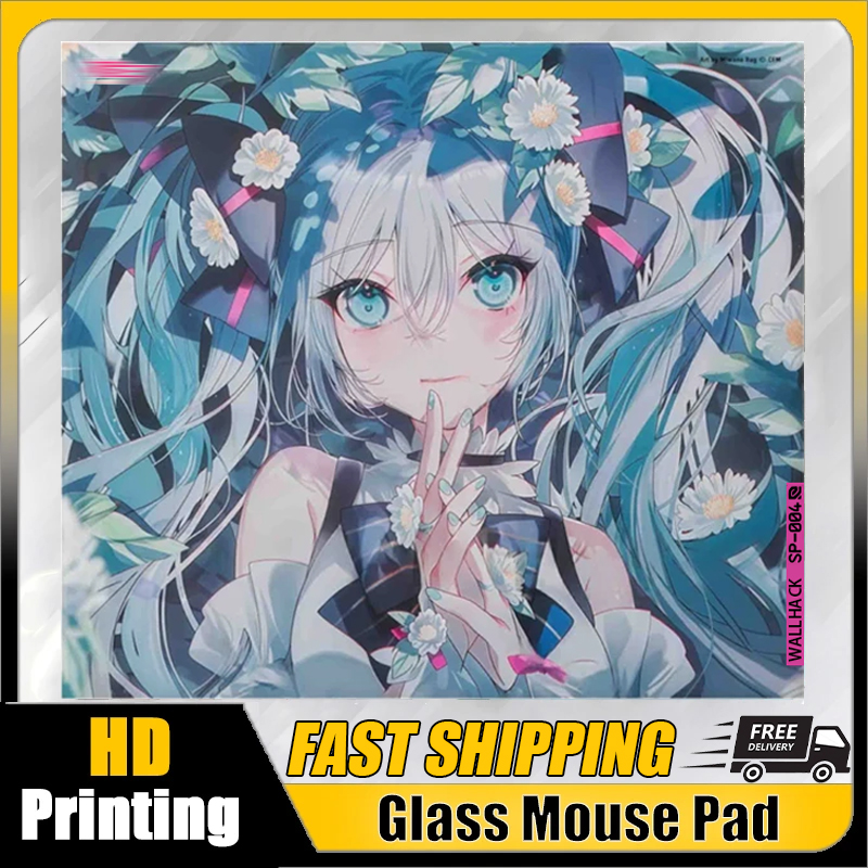 Desk Setup Blue - Japanese Kawaii Anime Blue Girl Glass