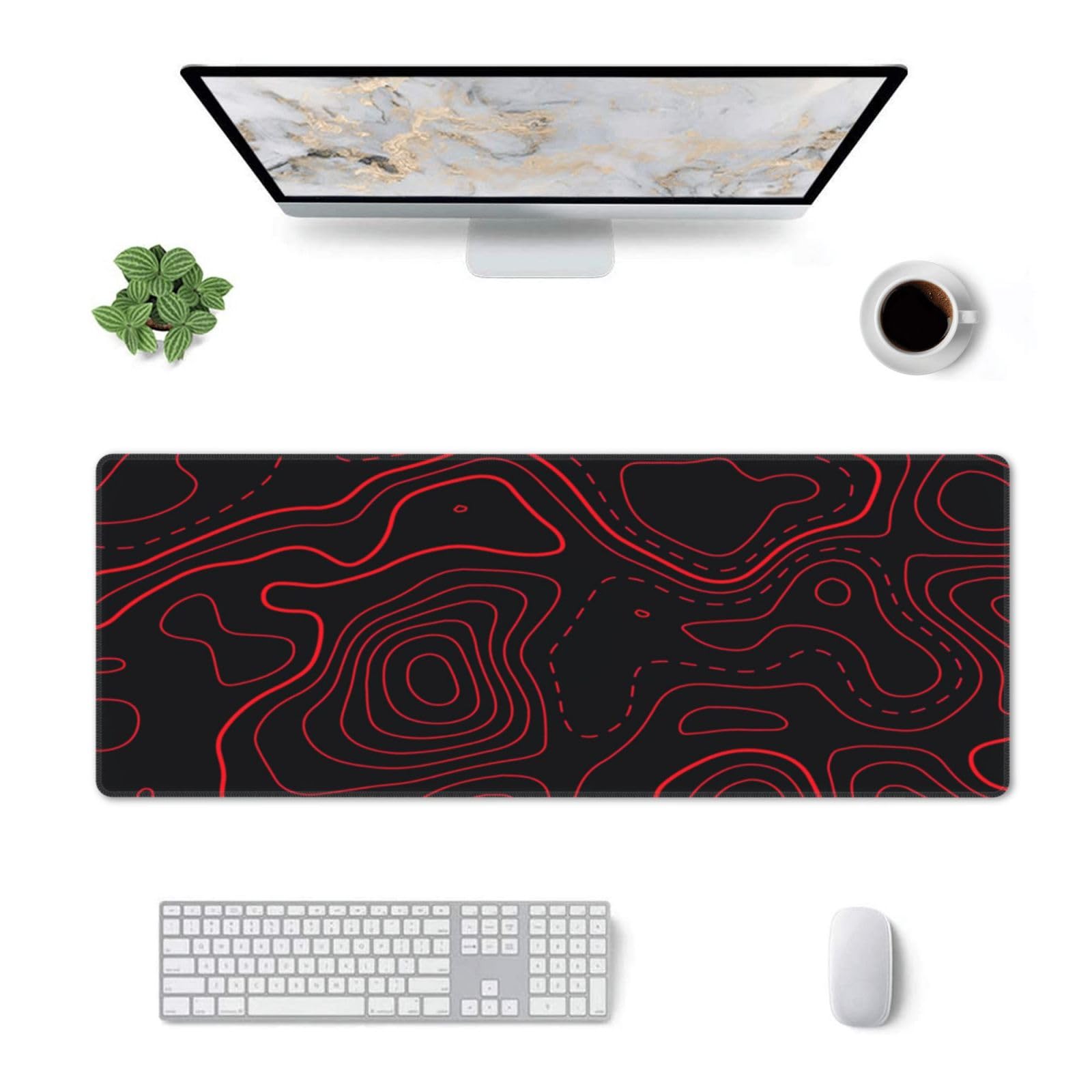 Red Black Topographic Gaming M - Desk Setup Red 评论和价格