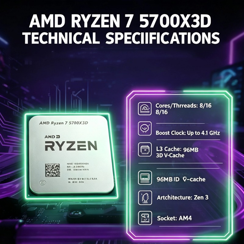 New AMD Ryzen 7 5700X3D R7 570 - Amd Cpu Ryzen 7 评论和价格