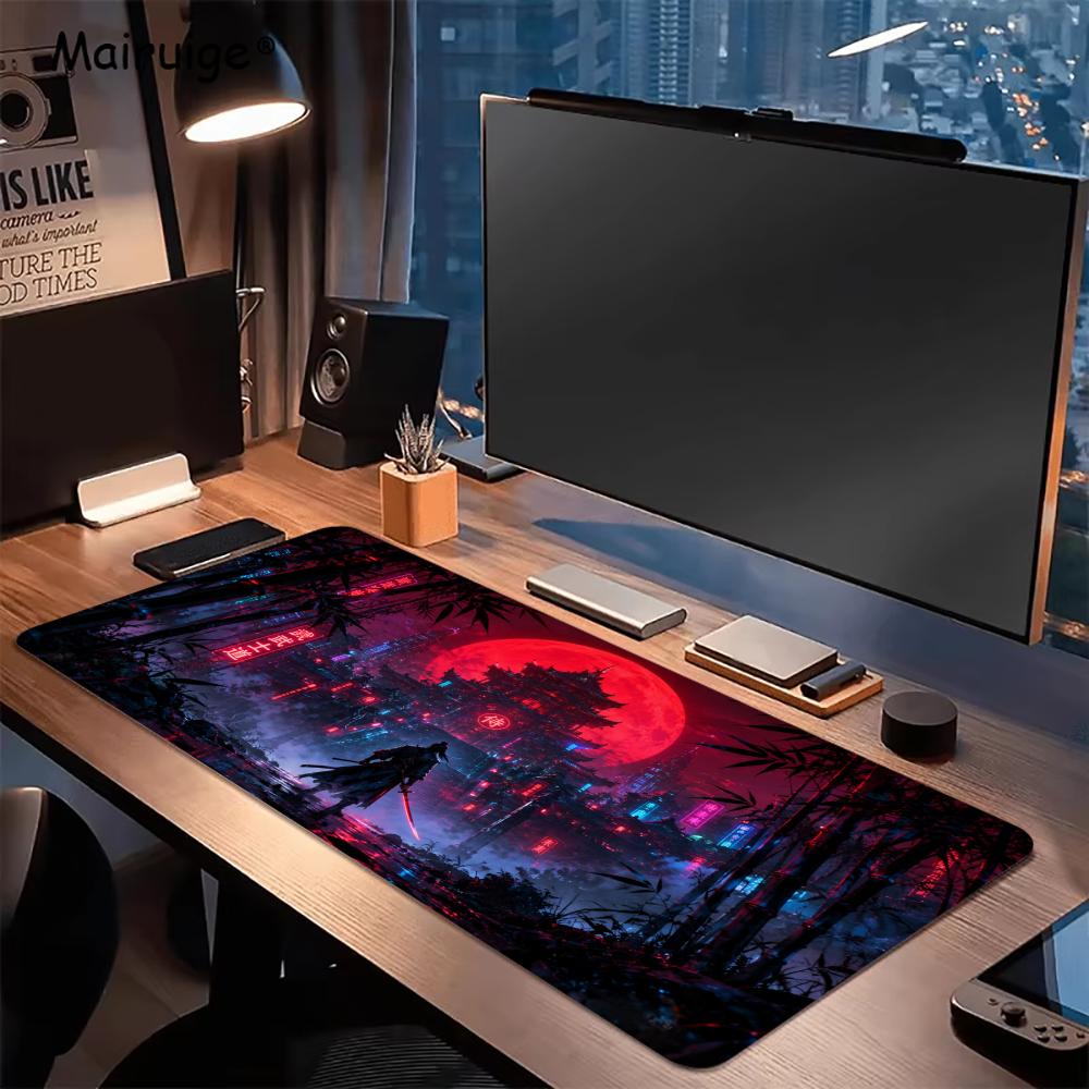 Samurai Red Moon Mouse Pads Pc - Desk Setup Red 评论和价格