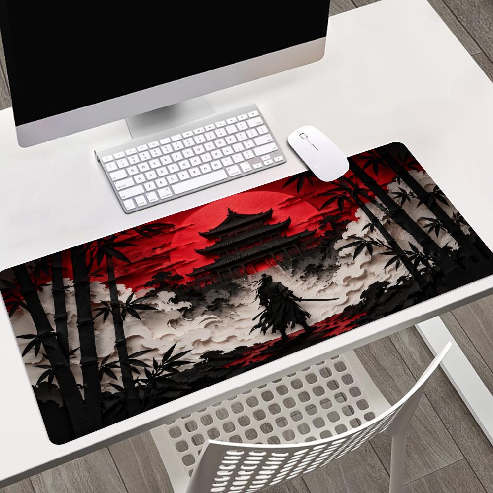 Samurai Red Moon Mouse Pads Pc - Desk Setup Red 评论和价格