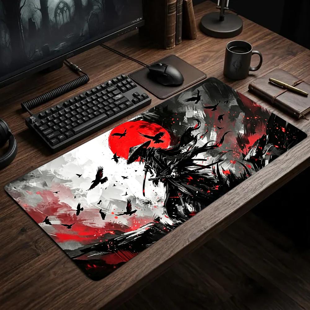 Samurai Red Moon Crows Mouse P - Desk Setup Red 评论和价格