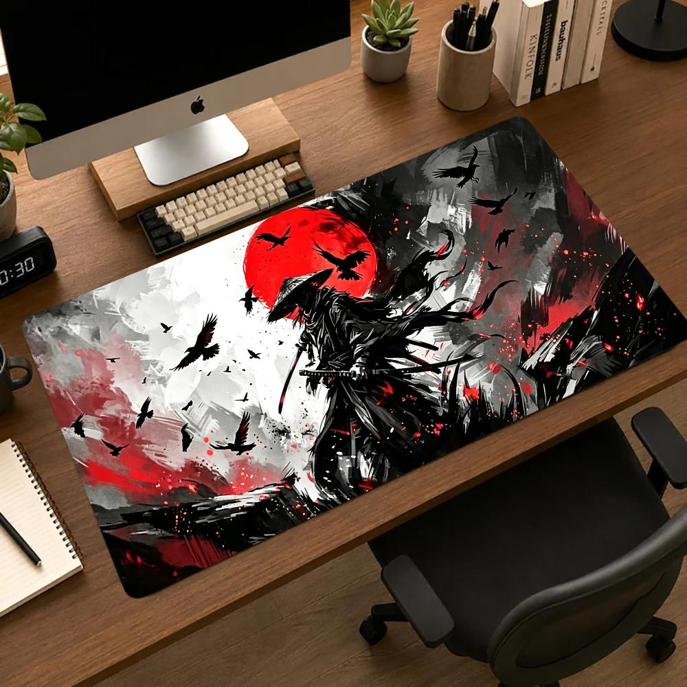 Samurai Red Moon Crows Mouse P - Desk Setup Red 评论和价格