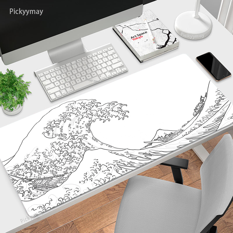 Large Mousepad Japan Great Wav - Desk Setup Blue 评论和价格