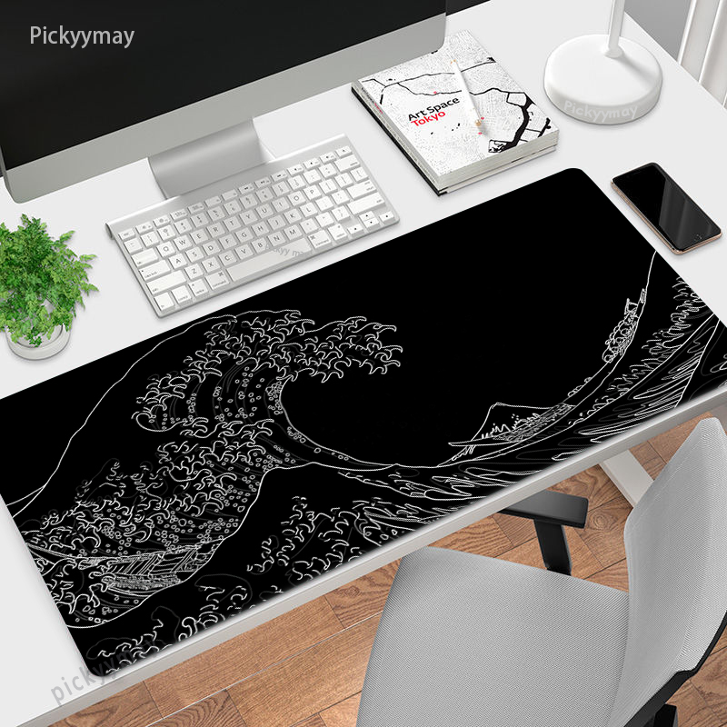 Large Mousepad Japan Great Wav - Desk Setup Blue 评论和价格
