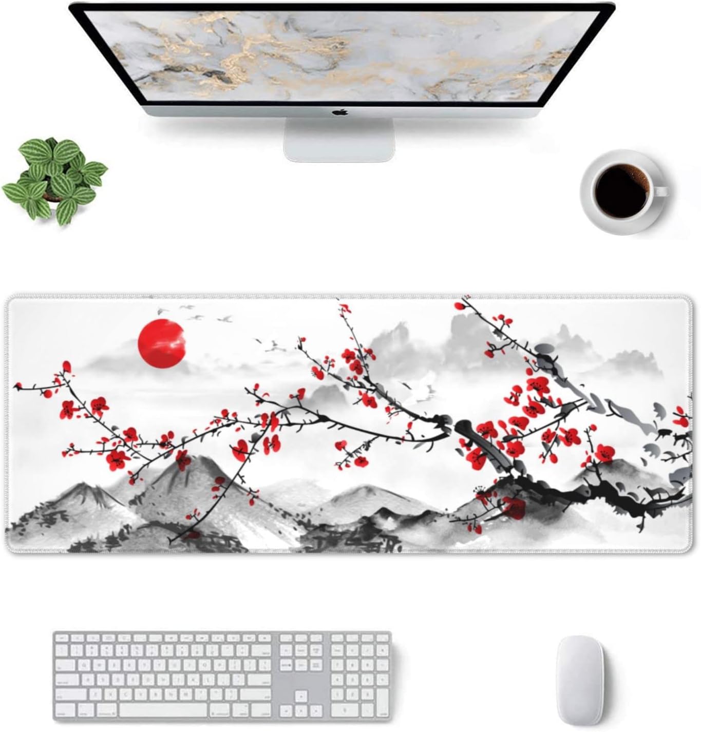 Chinese Ink Wash Plum Blossom  - Desk Setup Red 评论和价格