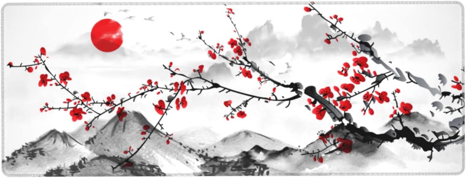 Chinese Ink Wash Plum Blossom  - Desk Setup Red 评论和价格