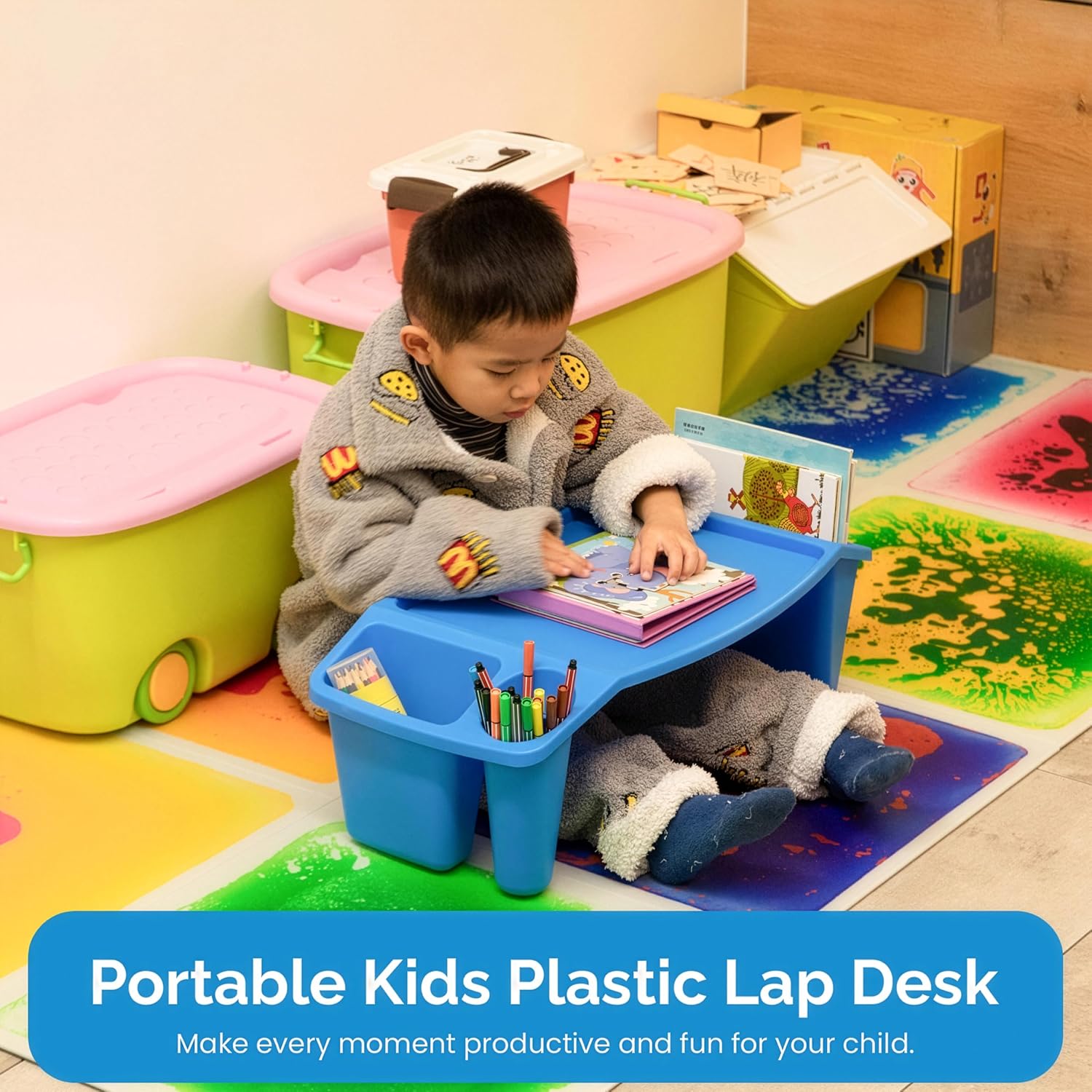 Set of 3 Portable Lap Desks wi - Desk Setup Blue 评论和价格