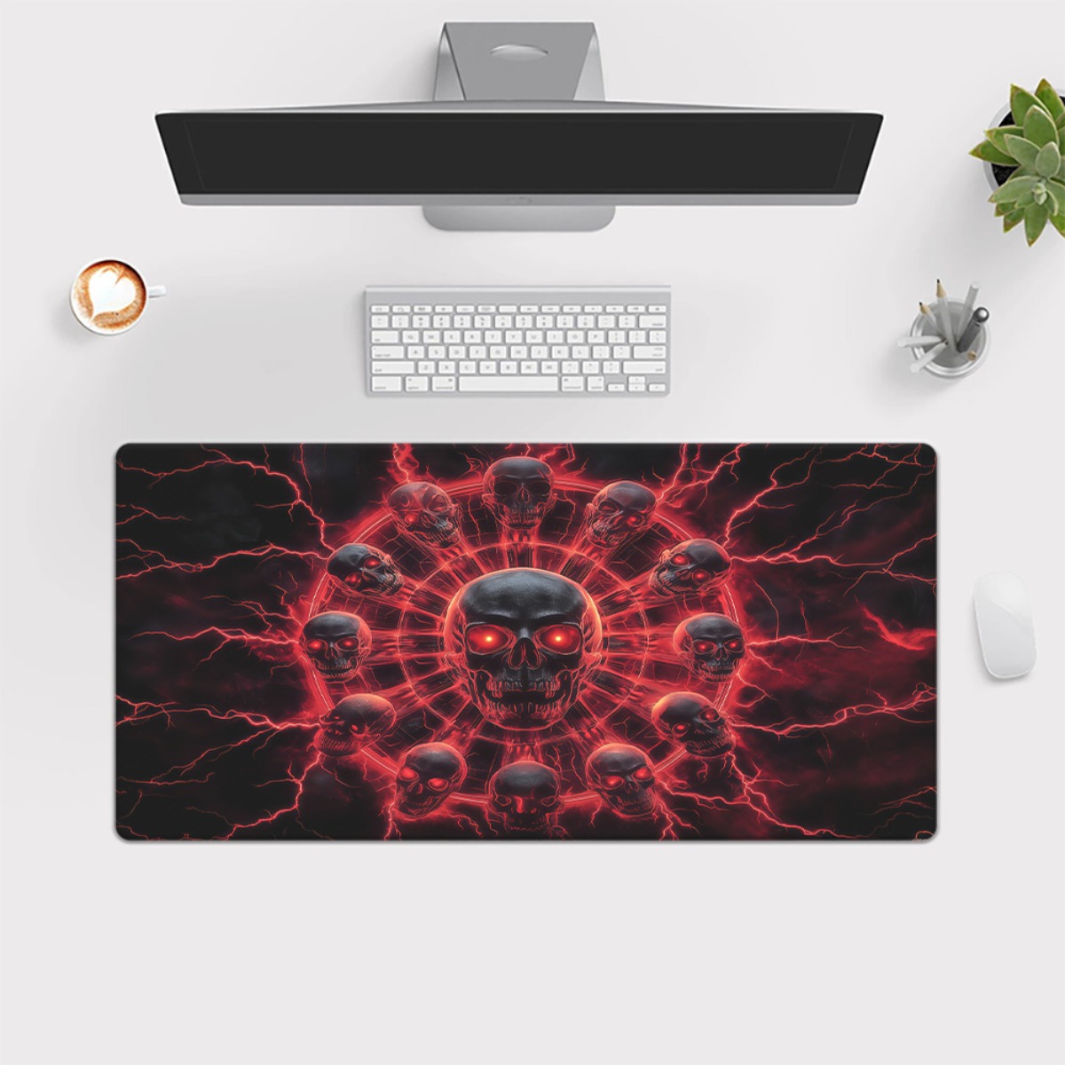 Gothic Skull Pentagram Gaming  - Desk Setup Red 评论和价格