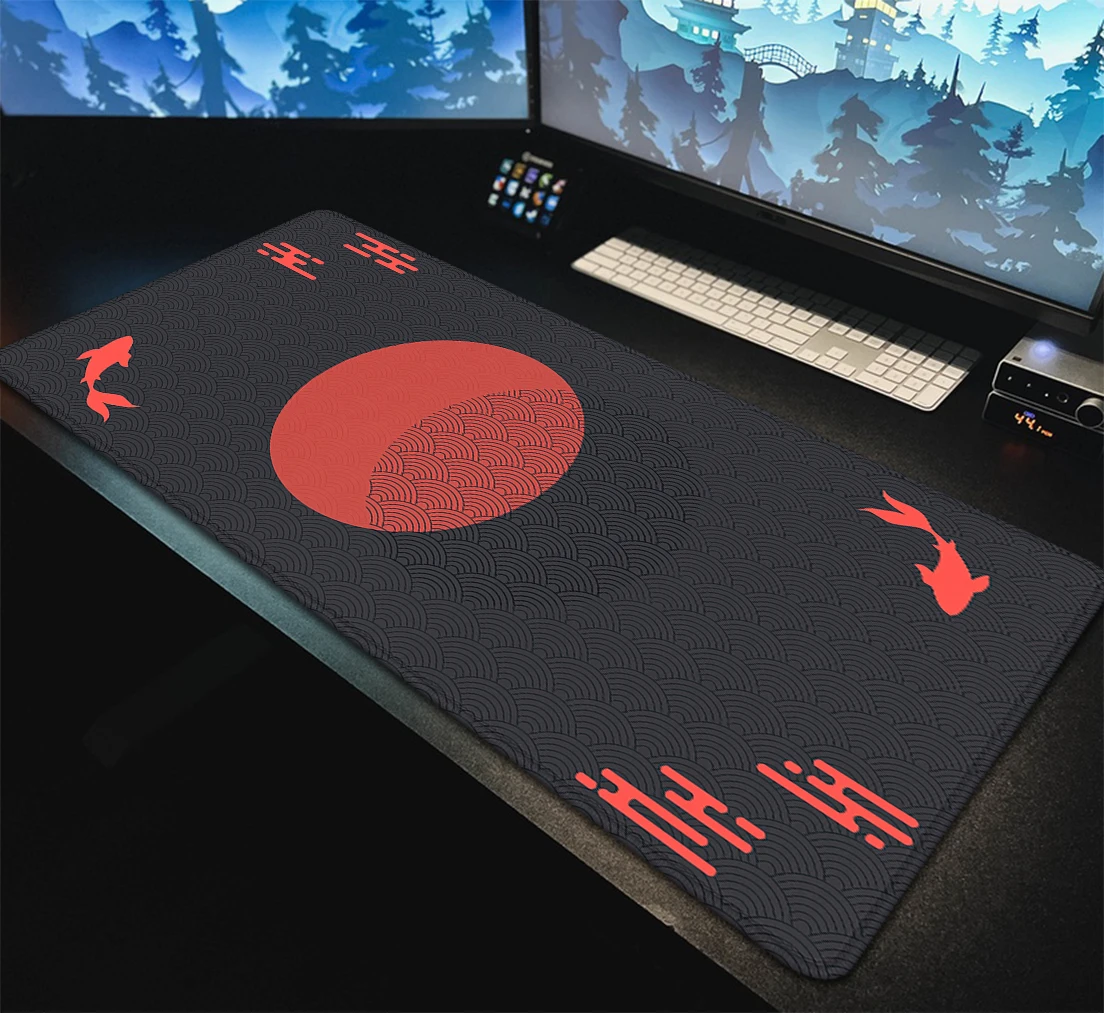 Japanese Desk Mat Black & Red  - Desk Setup Red 评论和价格