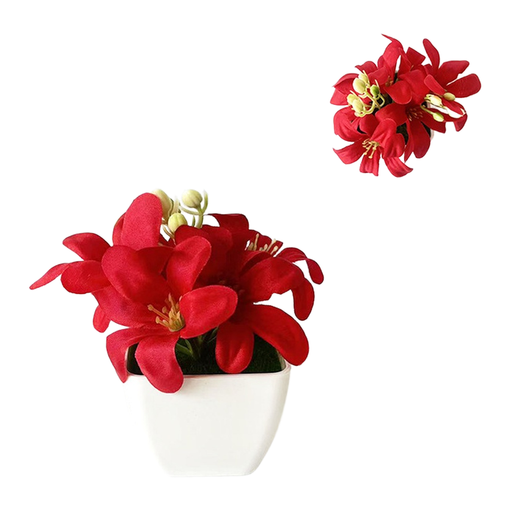 Miniature Artificial Lily Pott - Desk Setup Red 评论和价格