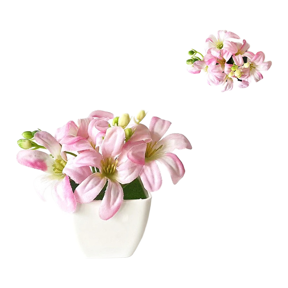 Miniature Artificial Lily Pott - Desk Setup Red 评论和价格