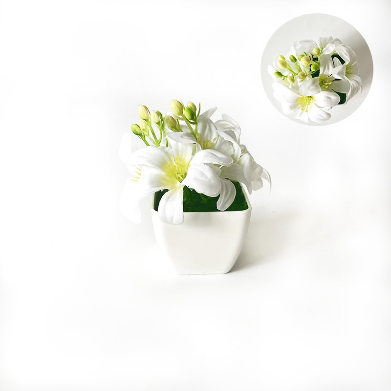 Miniature Artificial Lily Pott - Desk Setup Red 评论和价格