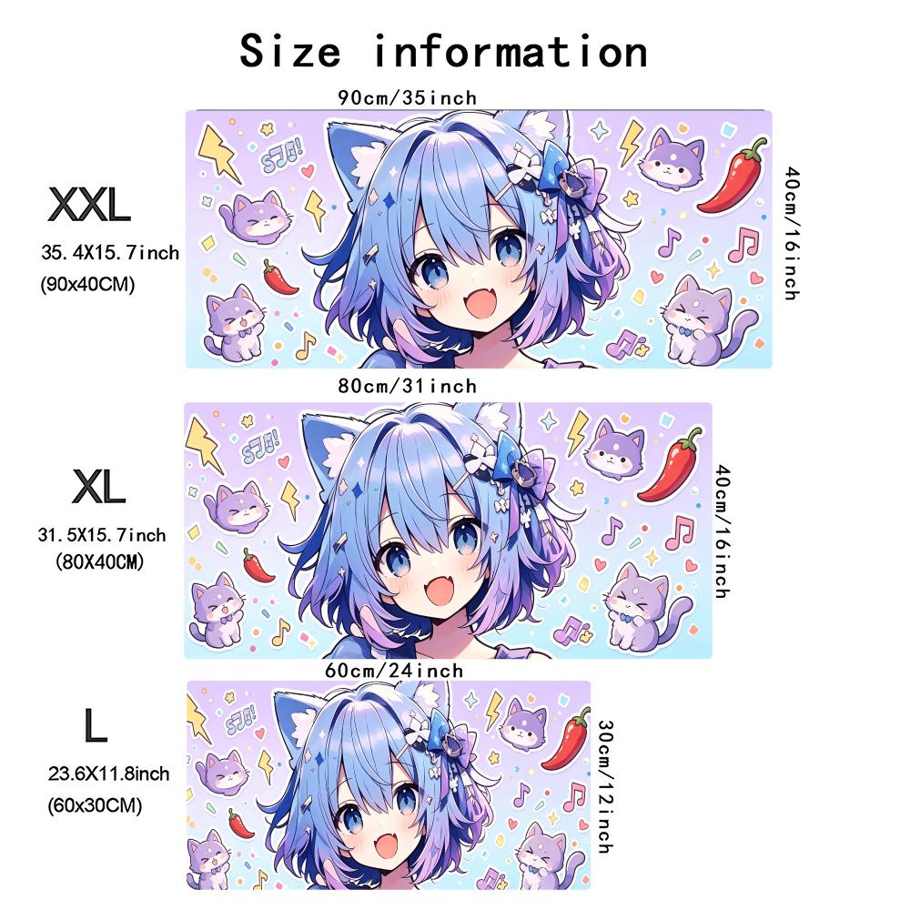 Kawaii Neko Anime Girl Large E - Desk Setup Blue 评论和价格