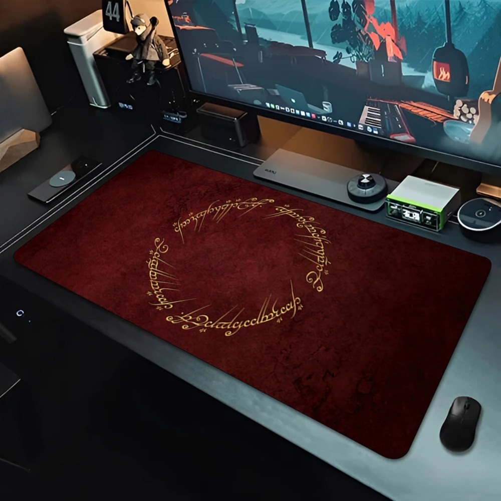 Vintage Red Gold Pattern Large - Desk Setup Red 评论和价格