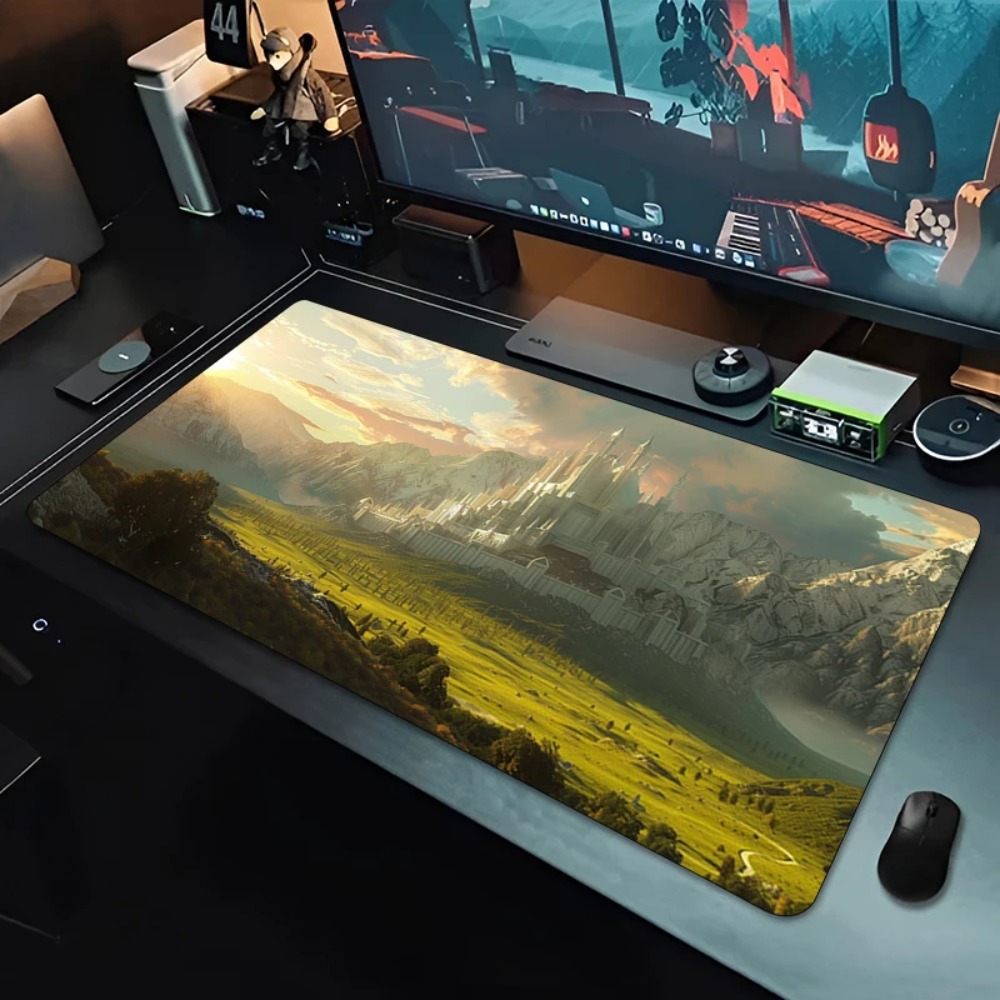 Vintage Red Gold Pattern Large - Desk Setup Red 评论和价格
