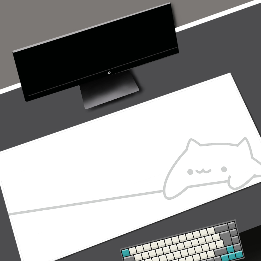 White Deskmat Black Cat Kawaii - Desk Setup Blue 评论和价格