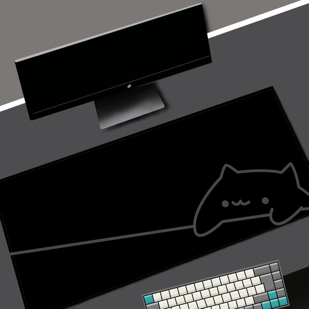 White Deskmat Black Cat Kawaii - Desk Setup Blue 评论和价格